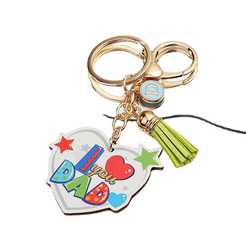 Color al por mayor Impresión Heart Padre Day Gift Metal Keychain
